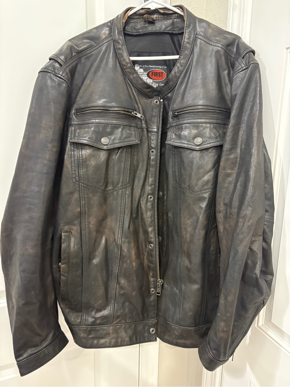 FIRST Leather Black Bomber Jacket